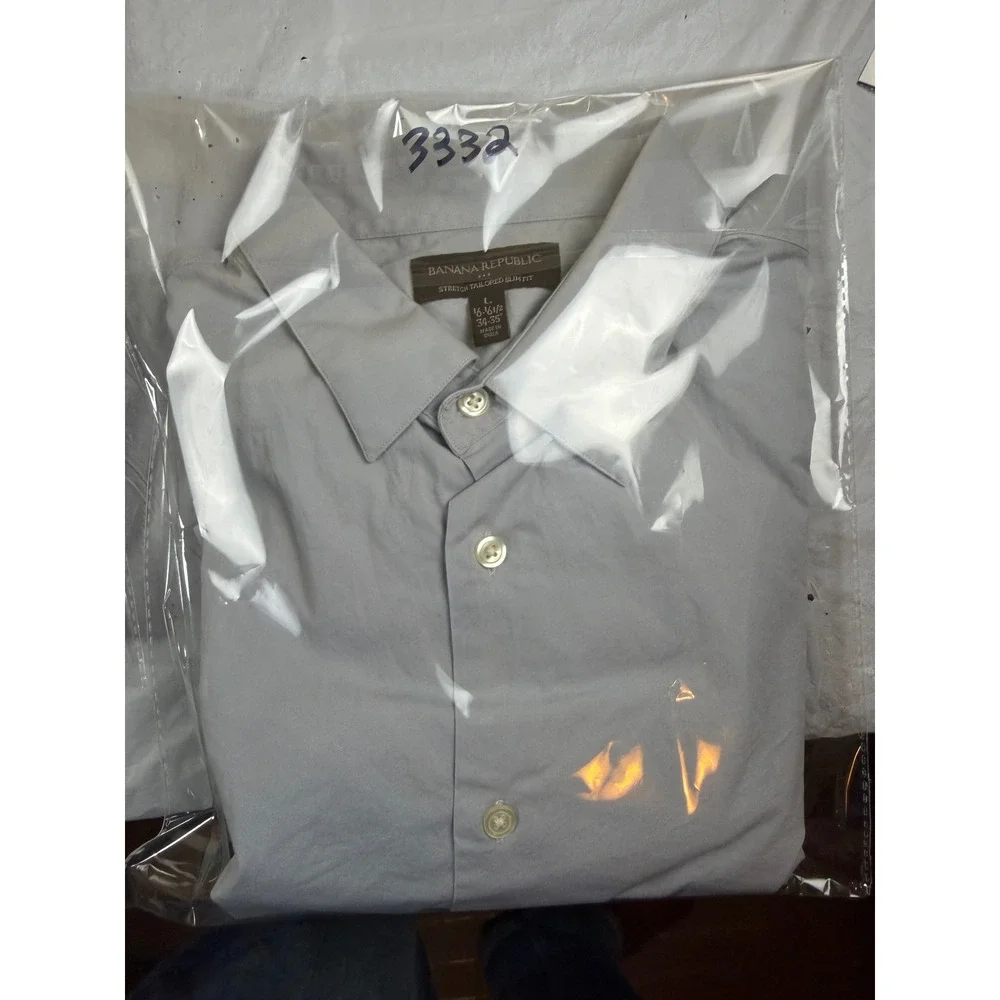 Banana Republic Mens Tailored Slim Fit Stretch Shirt Light Blue 16-16.5 34-35‎ L